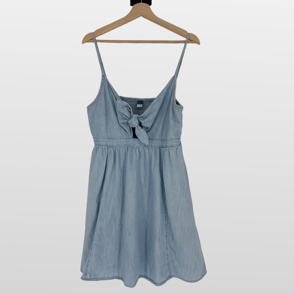 Old Navy Light Blue Tie-Front Mini Dress